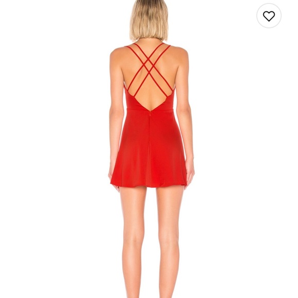 Sammie deep V skater dress in red - Picture 2 of 4